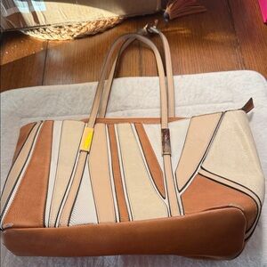 Chic Tan and Cream Women's Tote Bag